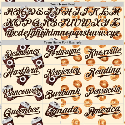 Custom Cream Brown Valentine's Day Bagel Meets Coffee Authentic Baseball Jersey