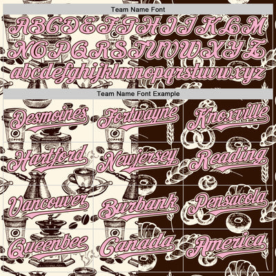Custom Brown Light Pink-Cream Valentine's Day Bagel Meets Coffee Authentic Baseball Jersey
