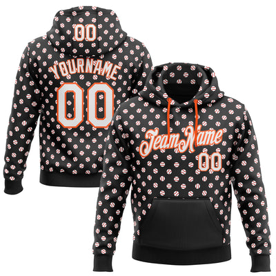 Custom Stitched Black White-Orange Baseball Game Day Cincinnati Inspired Sports Pullover Sweatshirt Hoodie