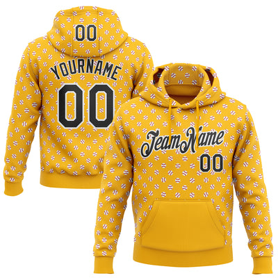 Custom Stitched Gold Black-White Baseball Game Day Pittsburgh Inspired Sports Pullover Sweatshirt Hoodie