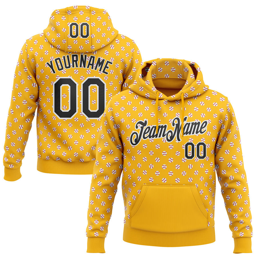 Custom Stitched Gold Black-White Baseball Game Day Pittsburgh Inspired Sports Pullover Sweatshirt Hoodie