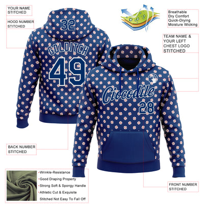 Custom Stitched US Navy Blue White Baseball Game Day Indianapolis Inspired Sports Pullover Sweatshirt Hoodie