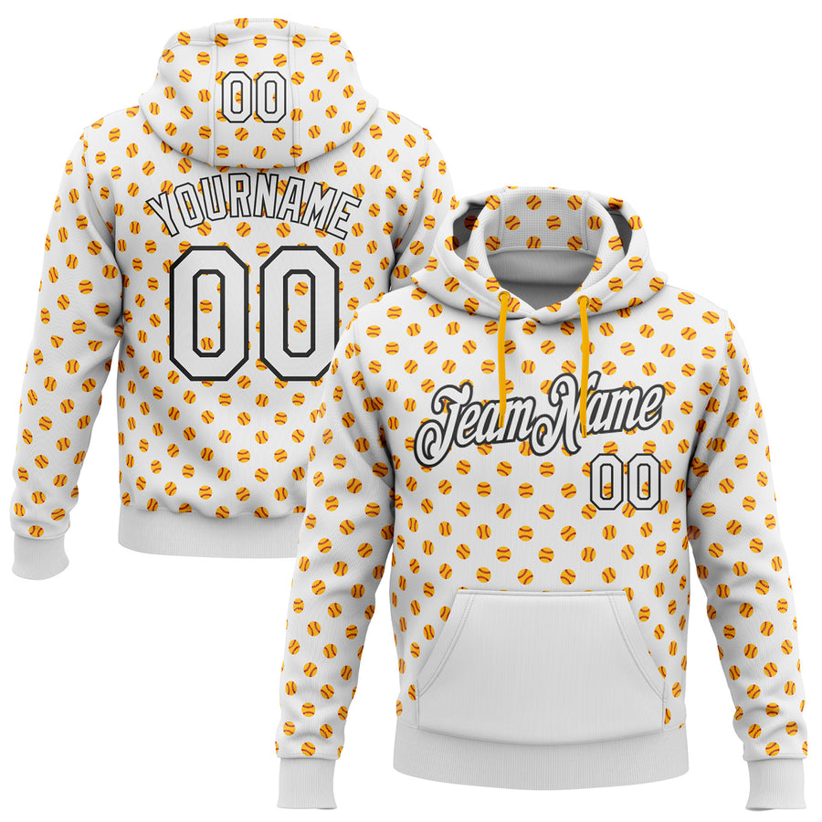 Custom Stitched White Gold-Black Baseball Game Day Pittsburgh Inspired Sports Pullover Sweatshirt Hoodie