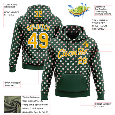 Custom Stitched Green Gold-White Baseball Game Day Green Bay Inspired Sports Pullover Sweatshirt Hoodie