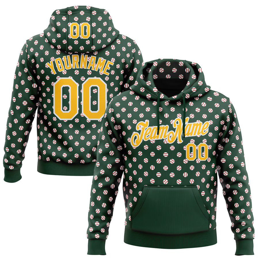 Custom Stitched Green Gold-White Baseball Game Day Green Bay Inspired Sports Pullover Sweatshirt Hoodie