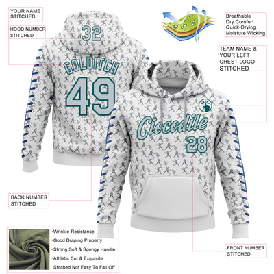 Custom Stitched White Silver Gray Blue-Midnight Green Baseball Game Day Seattle Inspired Sports Pullover Sweatshirt Hoodie