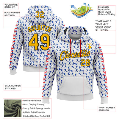 Custom Stitched White Gold Thunder Blue Red-Black Baseball Game Day Los Angeles Inspired Sports Pullover Sweatshirt Hoodie