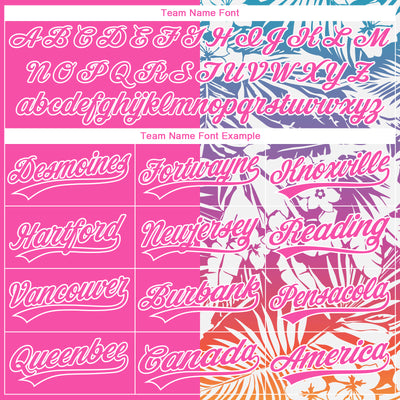 Custom Stitched Pink White Tropical Hawaii Palm Leaves Sports Pullover Sweatshirt Hoodie