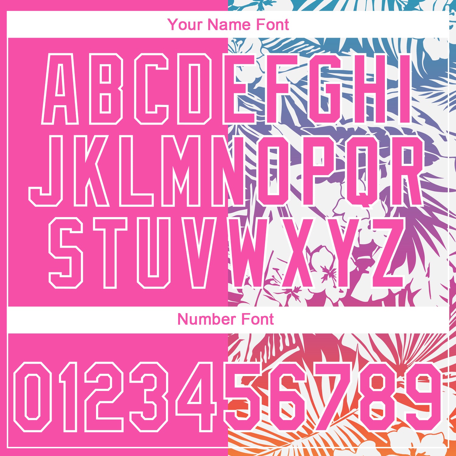 Custom Stitched Pink White Tropical Hawaii Palm Leaves Sports Pullover Sweatshirt Hoodie