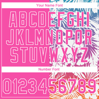 Custom Stitched Pink White Tropical Hawaii Palm Leaves Sports Pullover Sweatshirt Hoodie