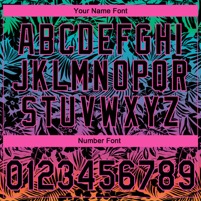 Custom Stitched Black Pink Tropical Hawaii Palm Leaves Sports Pullover Sweatshirt Hoodie