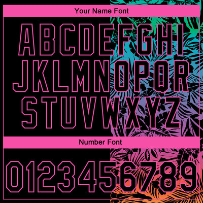 Custom Stitched Black Pink Tropical Hawaii Palm Leaves Sports Pullover Sweatshirt Hoodie