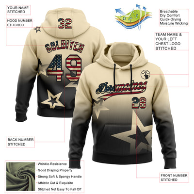 Custom Stitched Cream Vintage USA Flag-Black Gradient Style Twinkle Star Sports Pullover Sweatshirt Hoodie