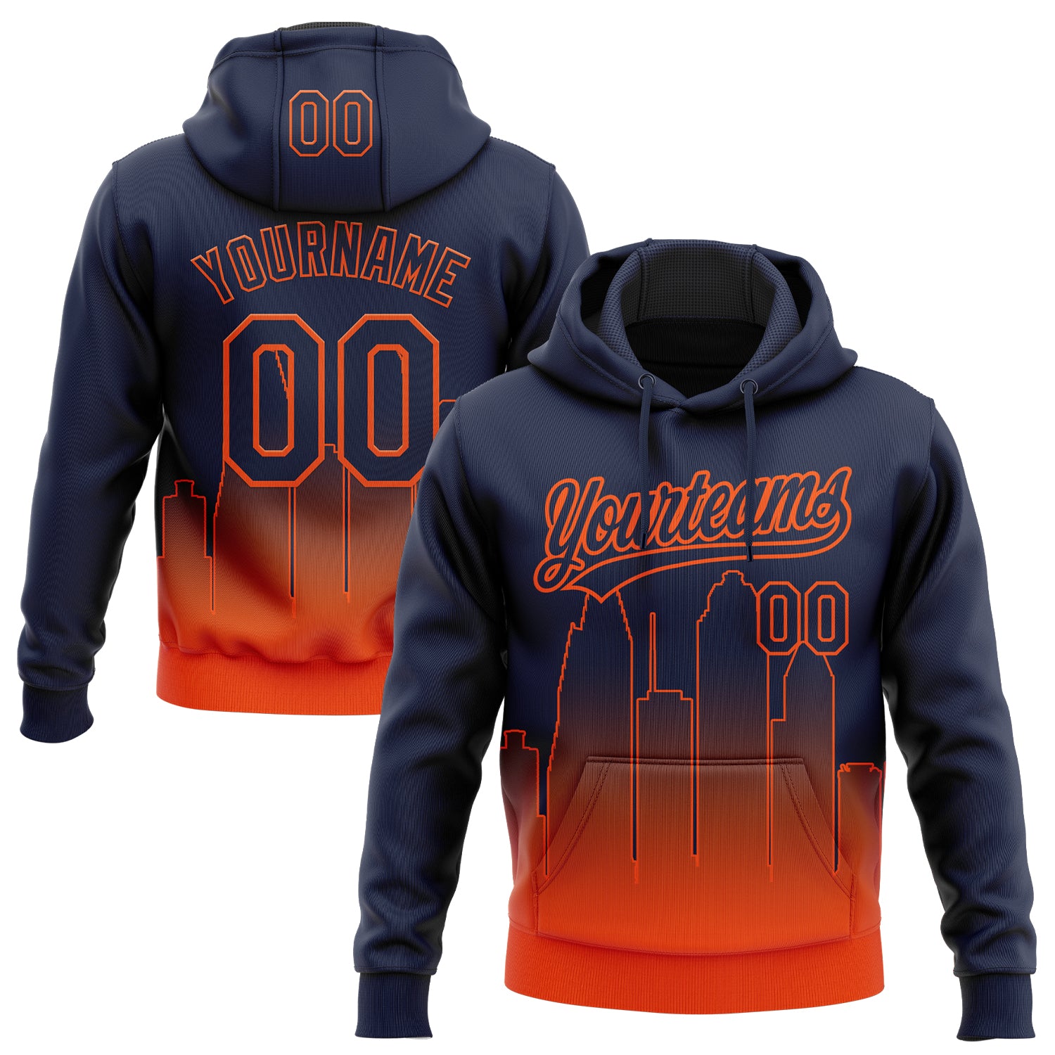 Custom Stitched Navy Orange Gradient Fashion Houston City Edition Sports Pullover Sweatshirt Hoodie