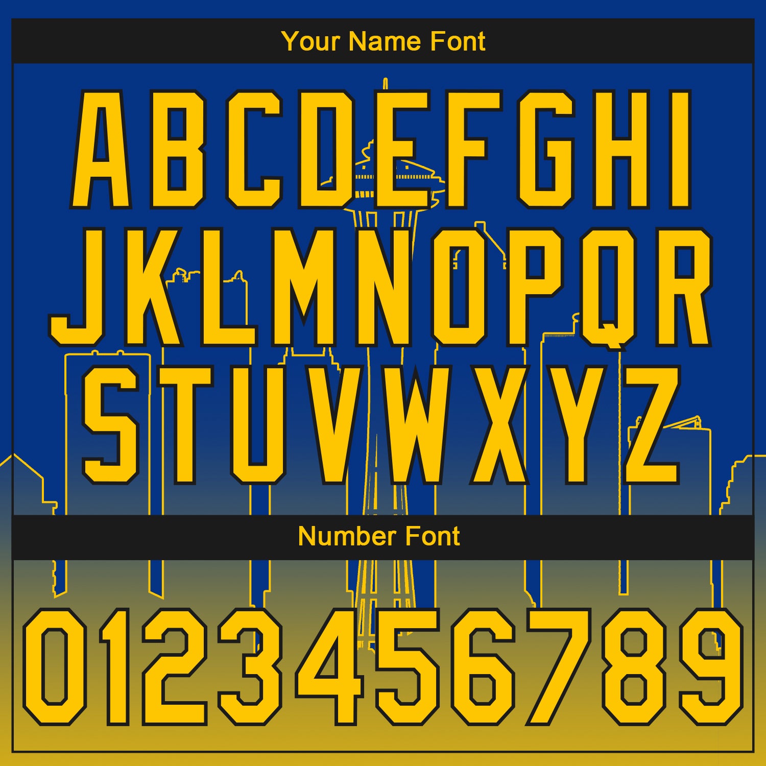 Custom Stitched Royal Yellow-Black Gradient Fashion Seattle City Edition Sports Pullover Sweatshirt Hoodie