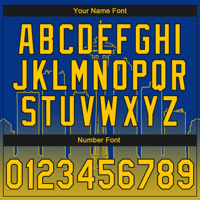 Custom Stitched Royal Yellow-Black Gradient Fashion Seattle City Edition Sports Pullover Sweatshirt Hoodie