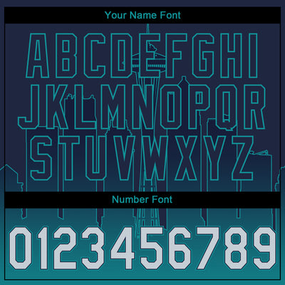 Custom Stitched Navy Gray-Teal Gradient Fashion Seattle City Edition Sports Pullover Sweatshirt Hoodie