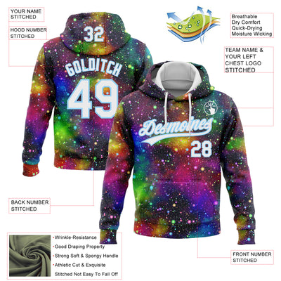Custom Stitched Black White-Light Blue Galactic Sports Pullover Sweatshirt Hoodie