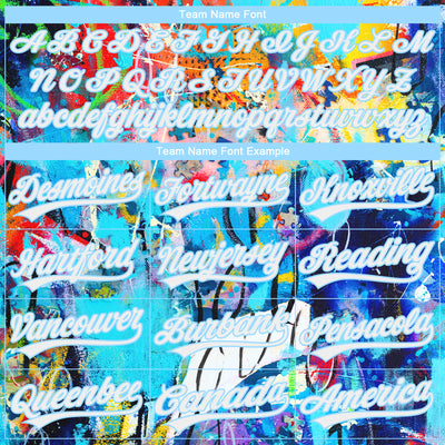 Custom Stitched Graffiti Pattern White-Light Blue Abstract Splash Sports Pullover Sweatshirt Hoodie