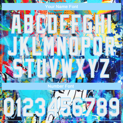 Custom Stitched Graffiti Pattern White-Light Blue Abstract Splash Sports Pullover Sweatshirt Hoodie