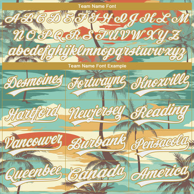 Custom Stitched Green White Brown-Old Gold Cartoon Hawaii Palm Trees Sports Pullover Sweatshirt Hoodie