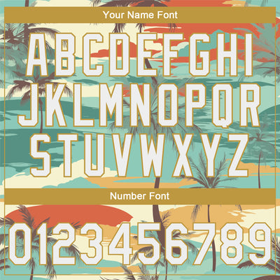 Custom Stitched Green White Brown-Old Gold Cartoon Hawaii Palm Trees Sports Pullover Sweatshirt Hoodie