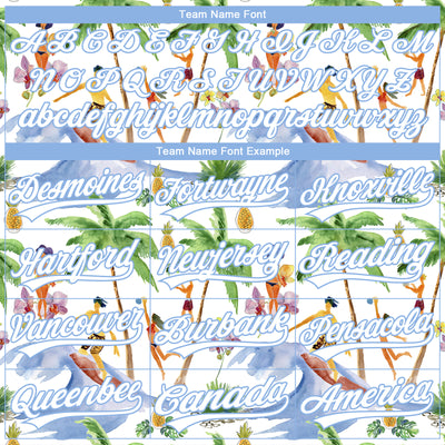 Custom Stitched White Light Blue Hawaii Palm Trees Sports Pullover Sweatshirt Hoodie