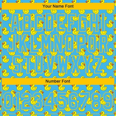 Custom Stitched Sky Blue Yellow Animal Duck Sports Pullover Sweatshirt Hoodie