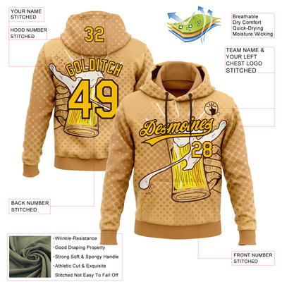 Custom Stitched Brown Yellow-Black Let's Drink Beer Festival Sports Pullover Sweatshirt Hoodie