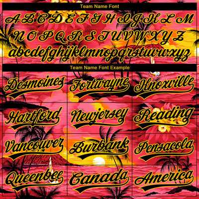 Custom Stitched Red Black-Yellow Sun Beach Hawaii Palm Trees Sports Pullover Sweatshirt Hoodie