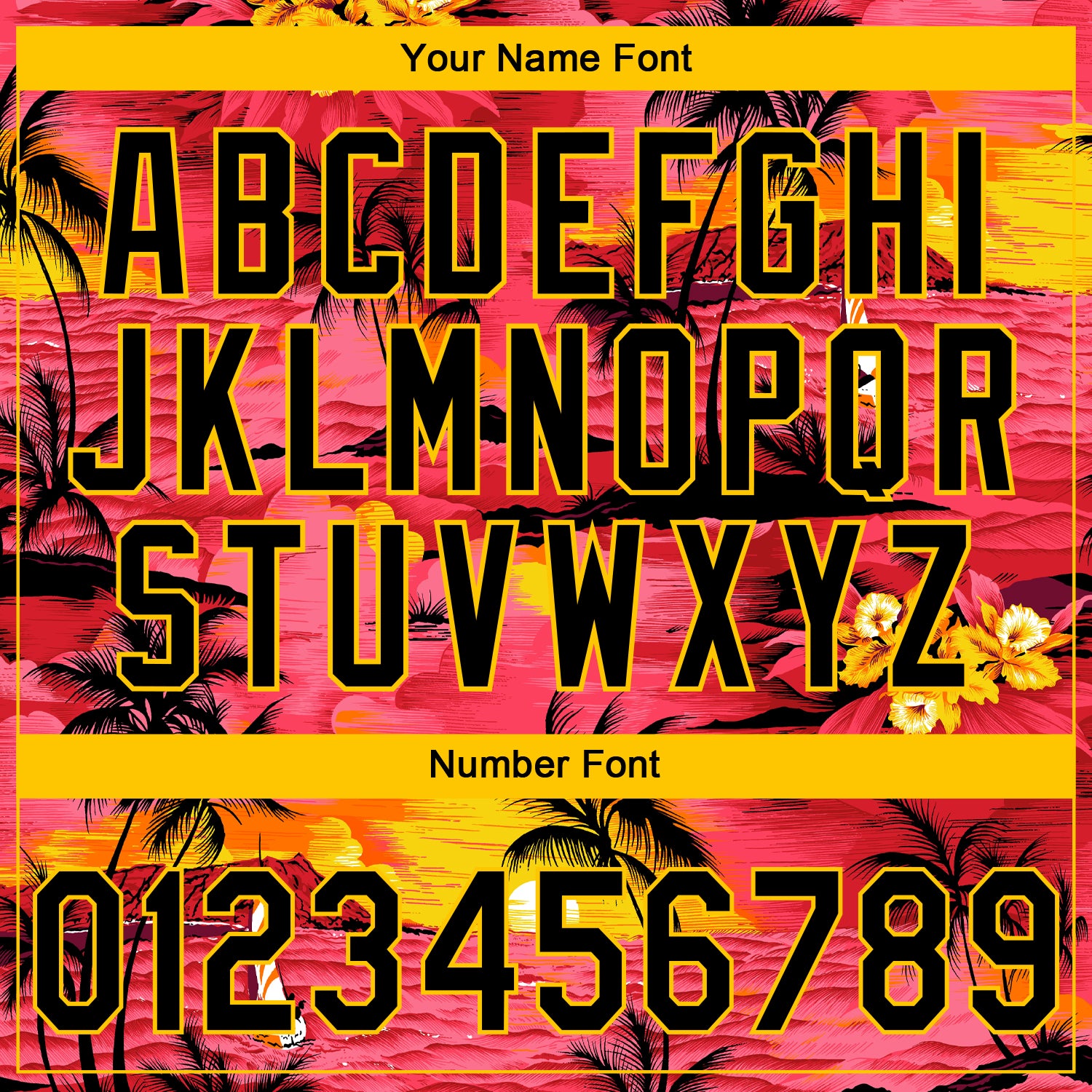 Custom Stitched Red Black-Yellow Sun Beach Hawaii Palm Trees Sports Pullover Sweatshirt Hoodie