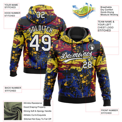 Custom Stitched Graffiti Pattern White-Black Abstract Splatter Sports Pullover Sweatshirt Hoodie