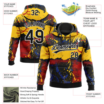 Custom Stitched Graffiti Pattern Black-White Abstract Splatter Sports Pullover Sweatshirt Hoodie