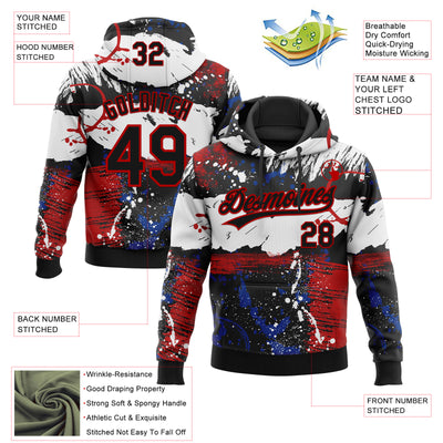 Custom Stitched Graffiti Pattern Black-Red Abstract Splatter Sports Pullover Sweatshirt Hoodie