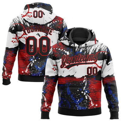 Custom Stitched Graffiti Pattern Black-Red Abstract Splatter Sports Pullover Sweatshirt Hoodie