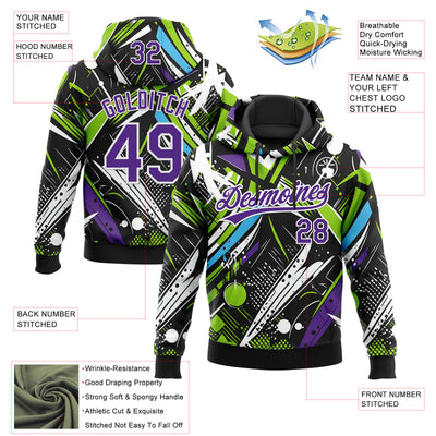 Custom Stitched Graffiti Pattern Purple-White Abstract Splatter Sports Pullover Sweatshirt Hoodie