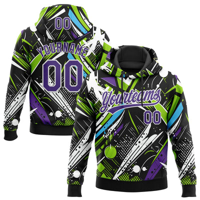 Custom Stitched Graffiti Pattern Purple-White Abstract Splatter Sports Pullover Sweatshirt Hoodie