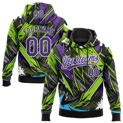 Custom Stitched Graffiti Pattern Purple-White Abstract Splatter Sports Pullover Sweatshirt Hoodie