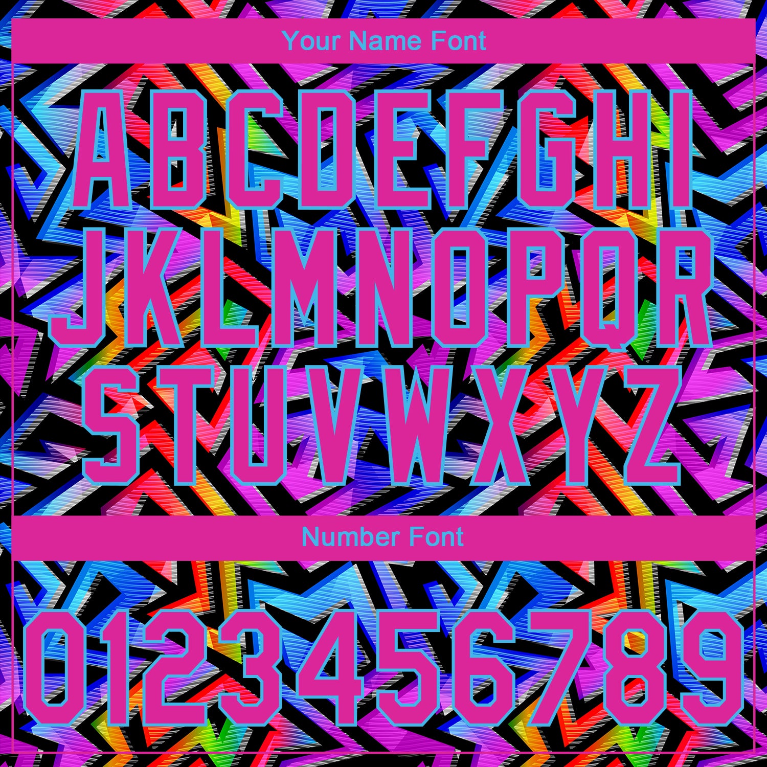 Custom Stitched Graffiti Pattern Hot Pink-Sky Blue Abstract Geometric Sports Pullover Sweatshirt Hoodie