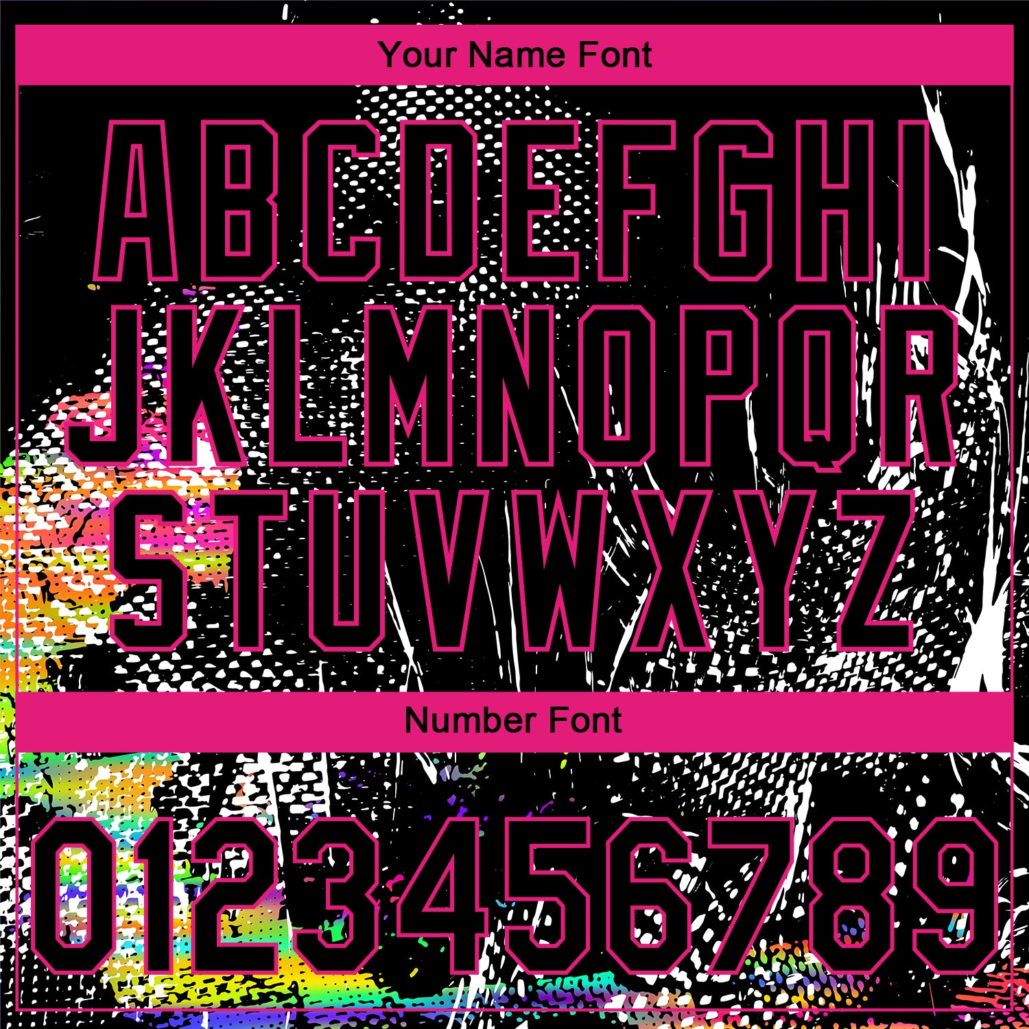 Custom Stitched Black Hot Pink Abstract Neon Street Style Sports Pullover Sweatshirt Hoodie