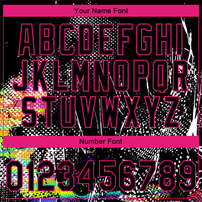 Custom Stitched Black Hot Pink Abstract Neon Street Style Sports Pullover Sweatshirt Hoodie