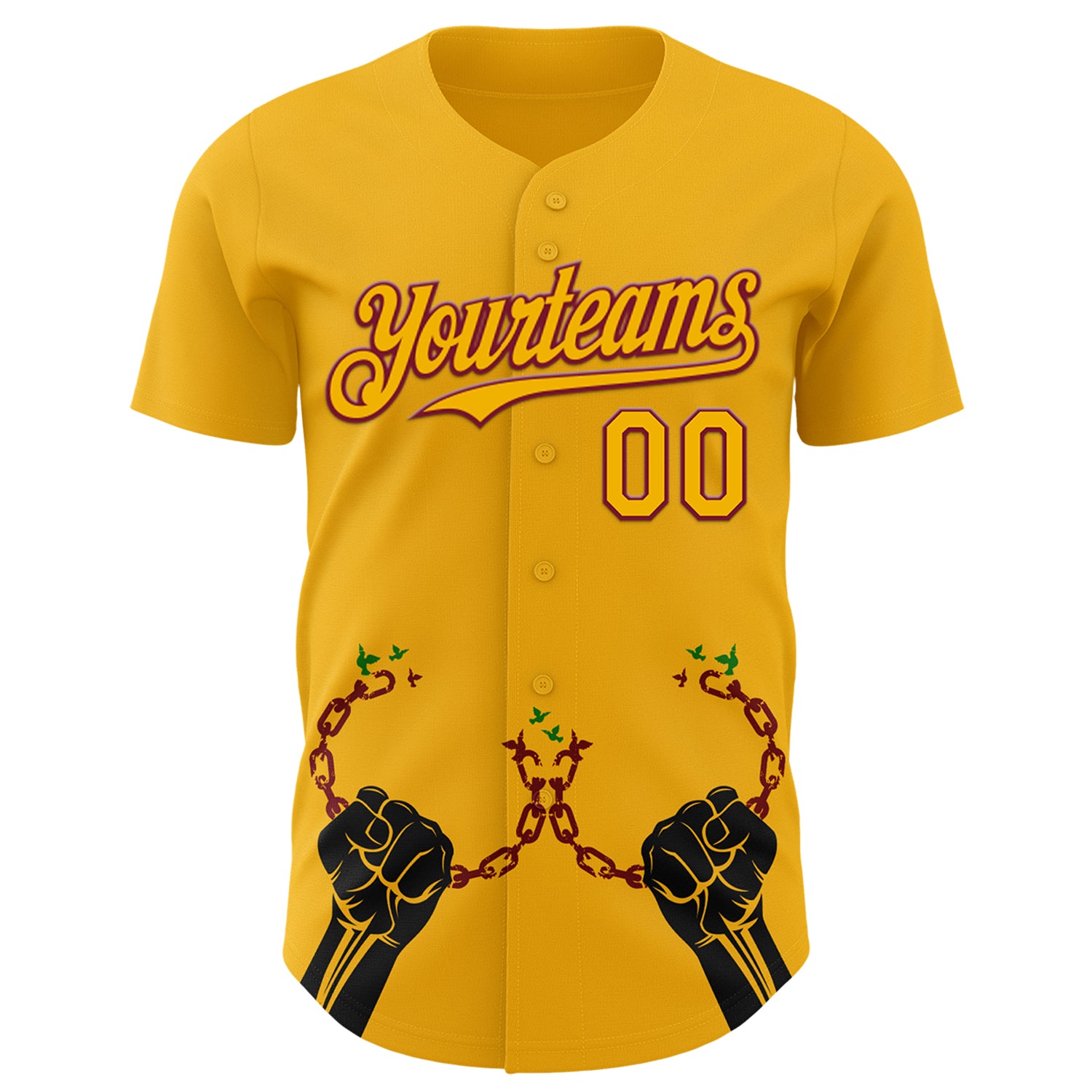 Custom Gold Crimson-Black 3D Pattern Design Black History Month Authentic Baseball Jersey