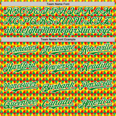 Custom Yellow Grass Green Red-White 3D Pattern Design Black History Month Abstract Geometric Authentic Baseball Jersey