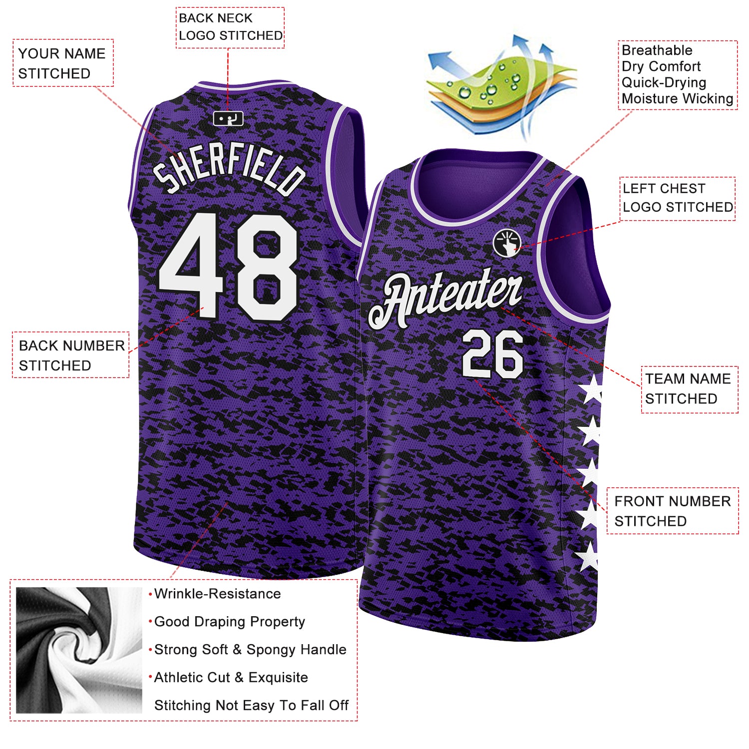 FANSIDEA Custom Purple White-Black Authentic City Edition Basketball Jersey Youth Size:L