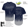 Custom Navy Gray 3D New York City Edition Fade Fashion Authentic Baseball Jersey