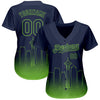 Custom Navy Neon Green 3D Seattle City Edition Fade Fashion Authentic Baseball Jersey