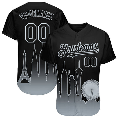 Custom Black Silver 3D Las Vegas City Edition Fade Fashion Authentic Baseball Jersey