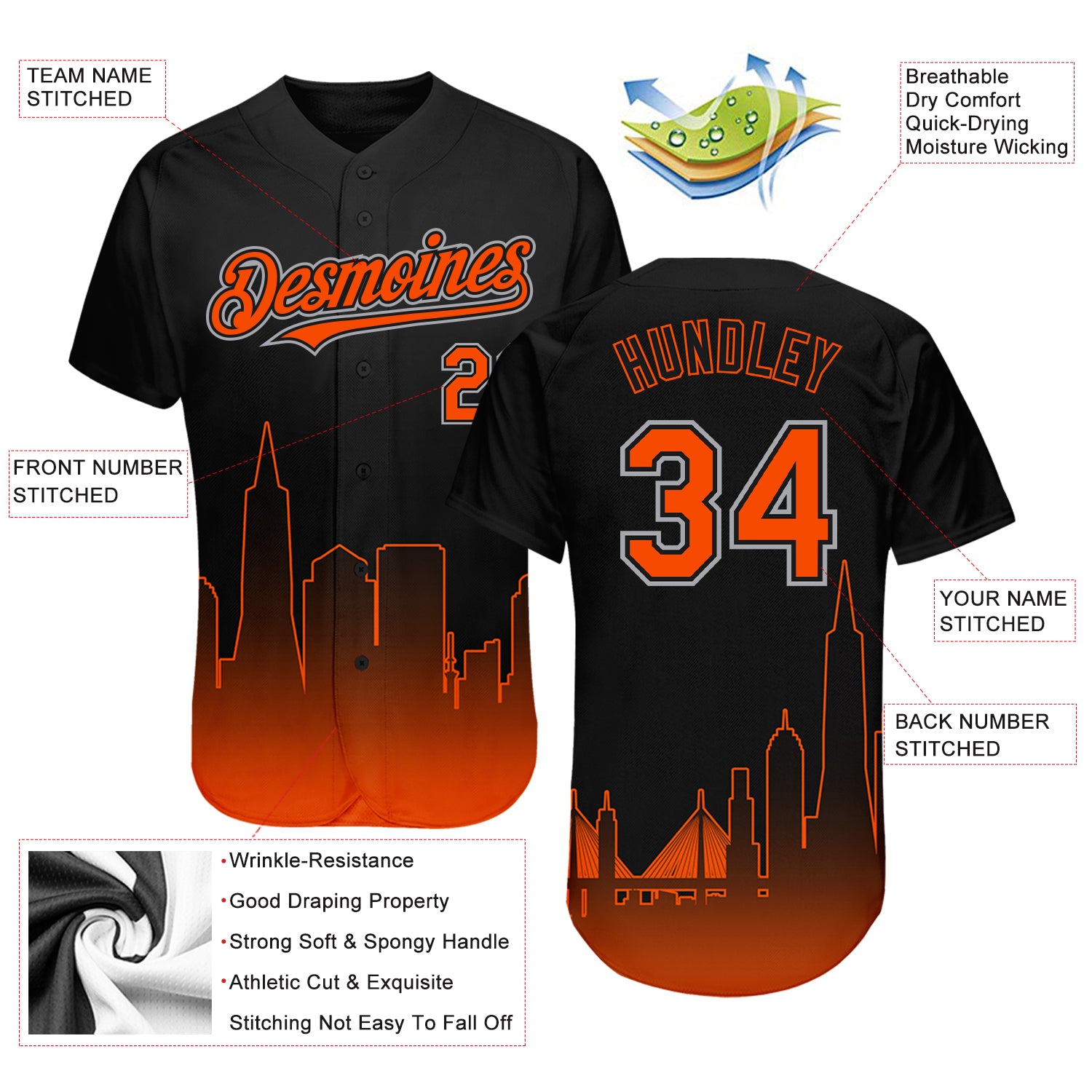Custom Baseball Jersey Black Orange-Gray 3D San Francisco City Edition Fade Fashion Authentic Men's Size:3XL