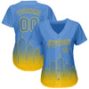 Custom Light Blue Yellow 3D Boston City Edition Fade Fashion Authentic Baseball Jersey