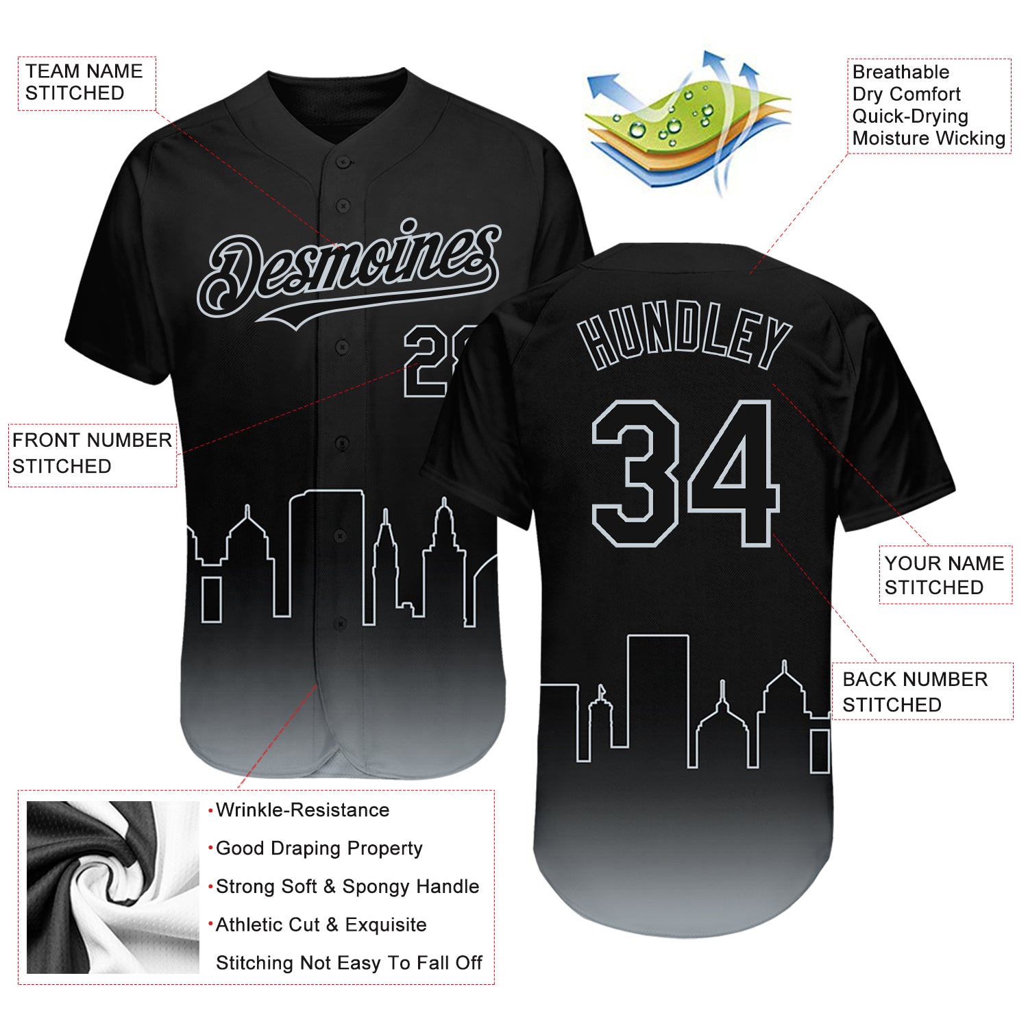 Custom Baseball Jersey Black Silver 3D Oakland City Edition Fade Fashion Authentic Men's Size:2XL